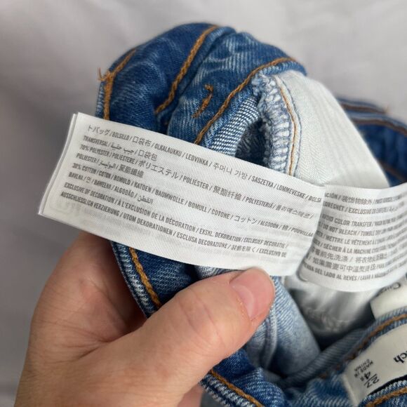 Abercrombie & Fitch 90s Relaxed Jean High Rise Raw Hem Curve Love Size 27-4R - Picture 9 of 10